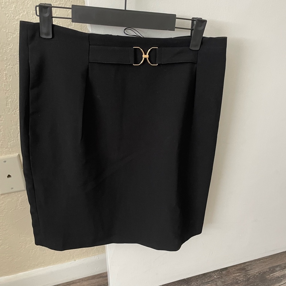 H&M Black Pencil Skirt with Gold Detail
